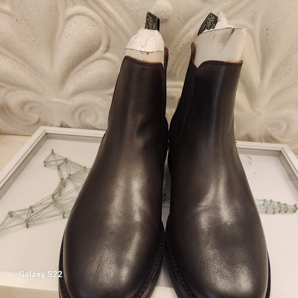 New In Box Polo Ralph Lauren Bryson Brown Leather Chelsea Boot Shoes Size 10.5 - Picture 4 of 13
